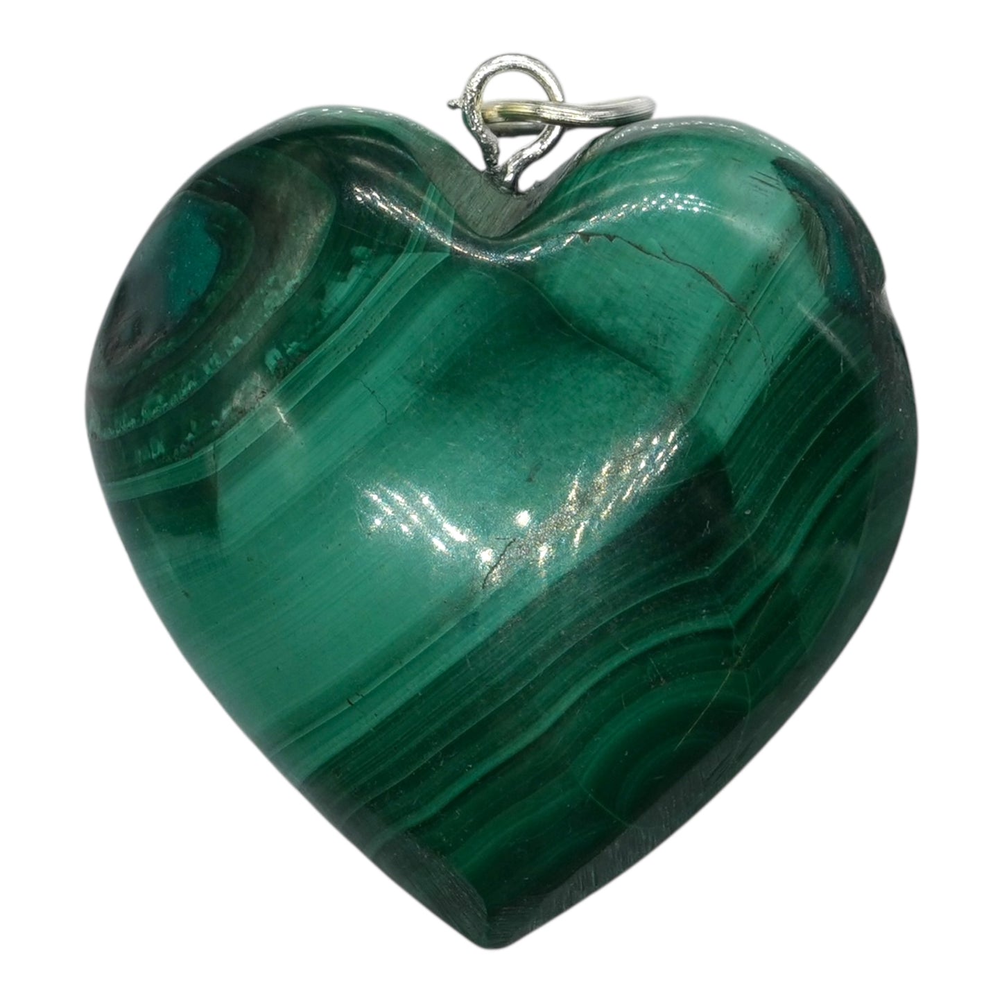 Pendentif Cœur en Malachite fait main (bombé des deux côtés)