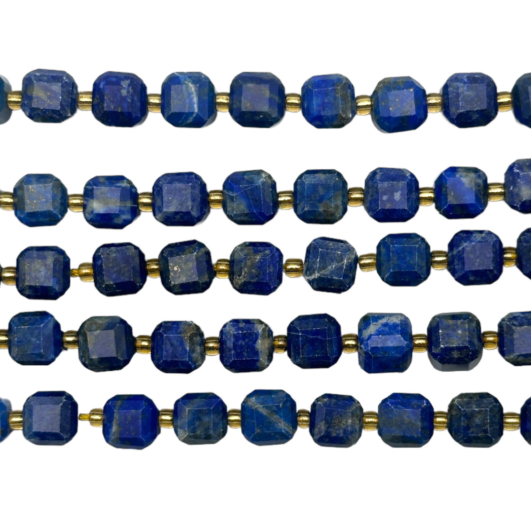Fil Lapis-lazuli cube facetté 8x8 mm