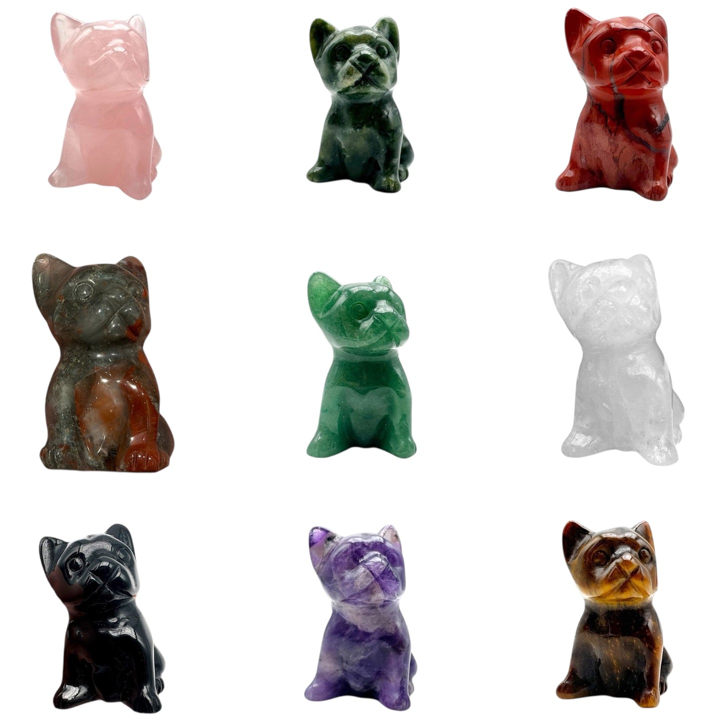 Figurine chien bulldog 3x5 cm (9 pierres disponible)