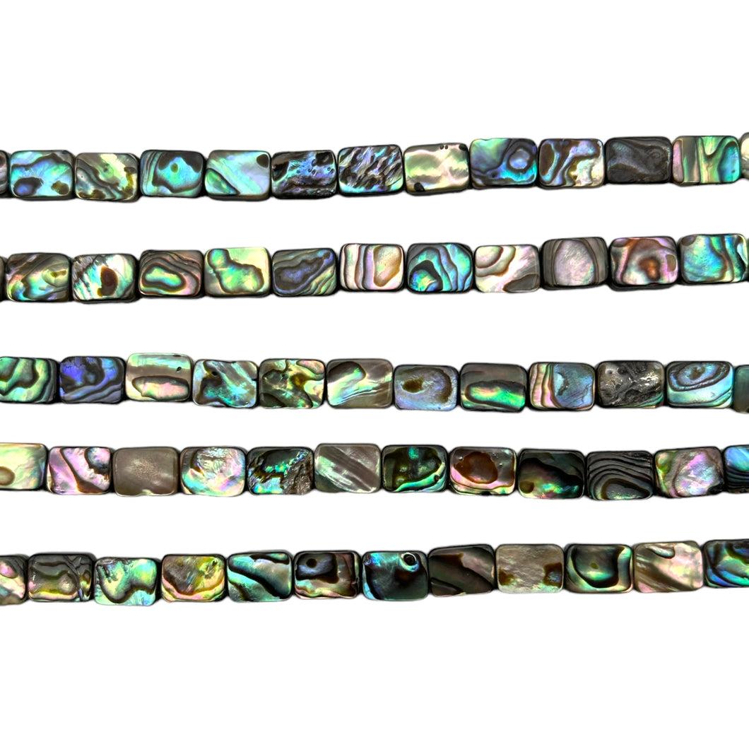 Fil de perles nacre abalone rectangle 6x8 mm