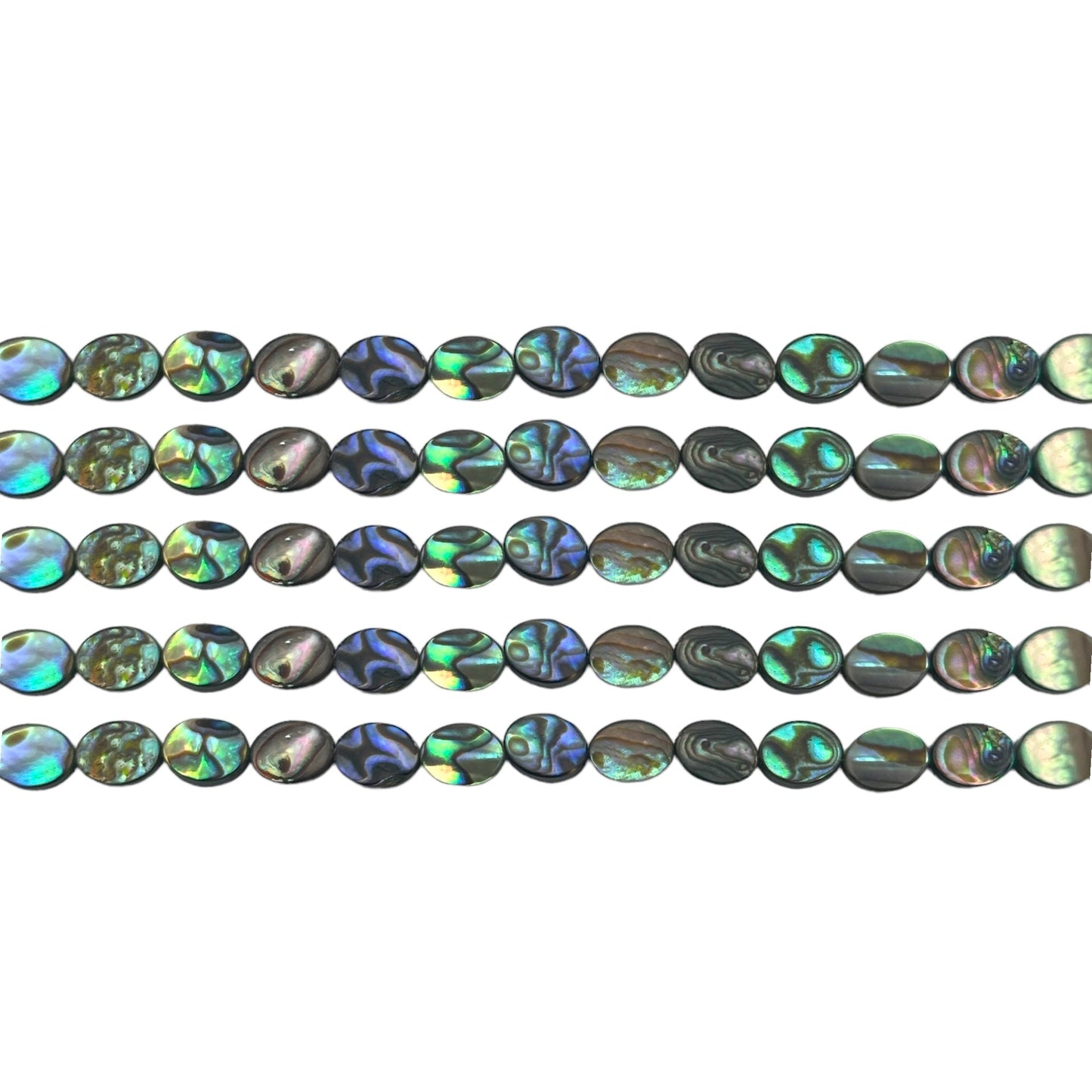 Fil de perles nacre abalone ovale 6x8 mm A