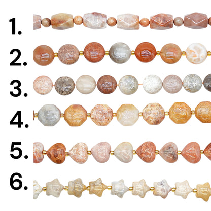 Fil de perles Corail fossilisé forme libre (6 formes disponible)