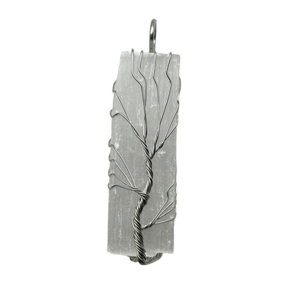 Pendentif Sélénite brut et arbre de vie