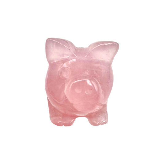 Figurine cochon en Quartz rose