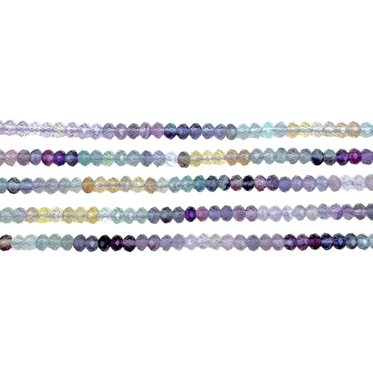 Fil de perles rondelles facettées Fluorine multicolore 3x4 mm