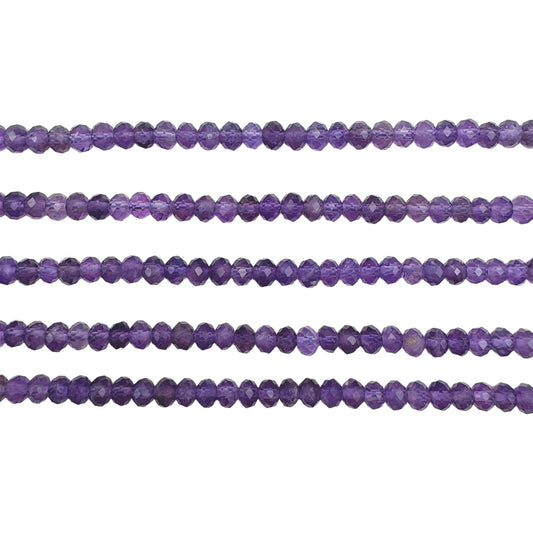 Fil de perles rondelles facettées Amethyste 3x4 mm