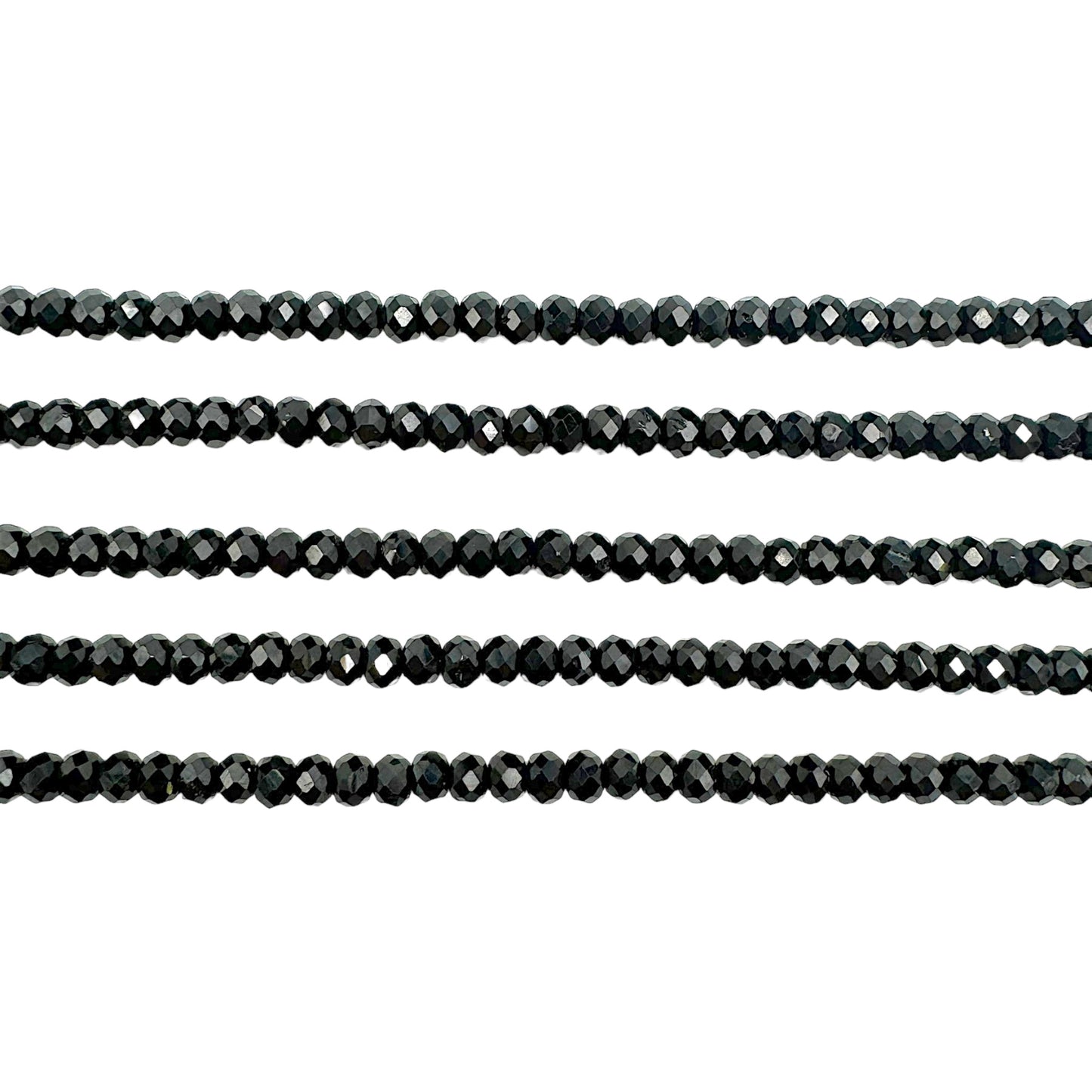 Fil de perles rondelles facettées Spinelle noire 3x4 mm