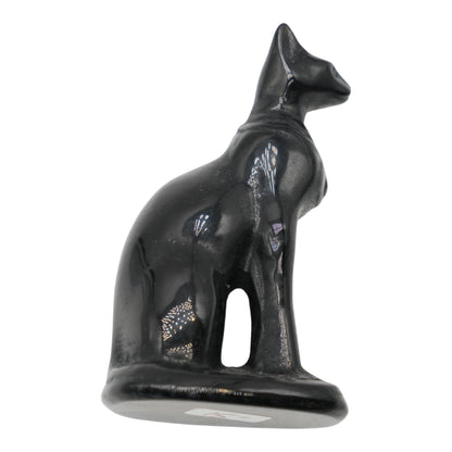 Figurine chat égyptien en obsidienne 10x6 cm