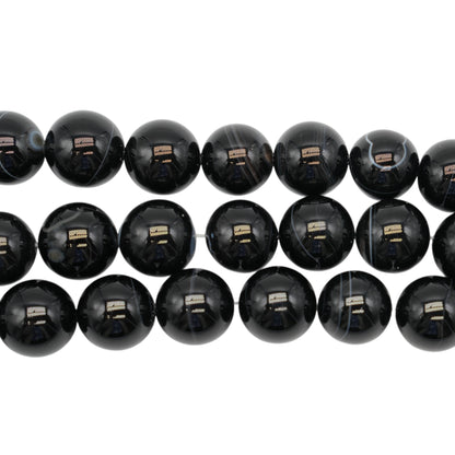 Fil de perle Agate noire 20 mm