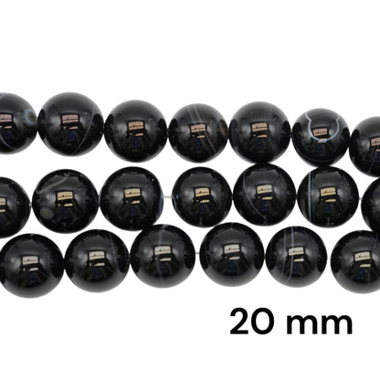 Black Agate Bead Strand A