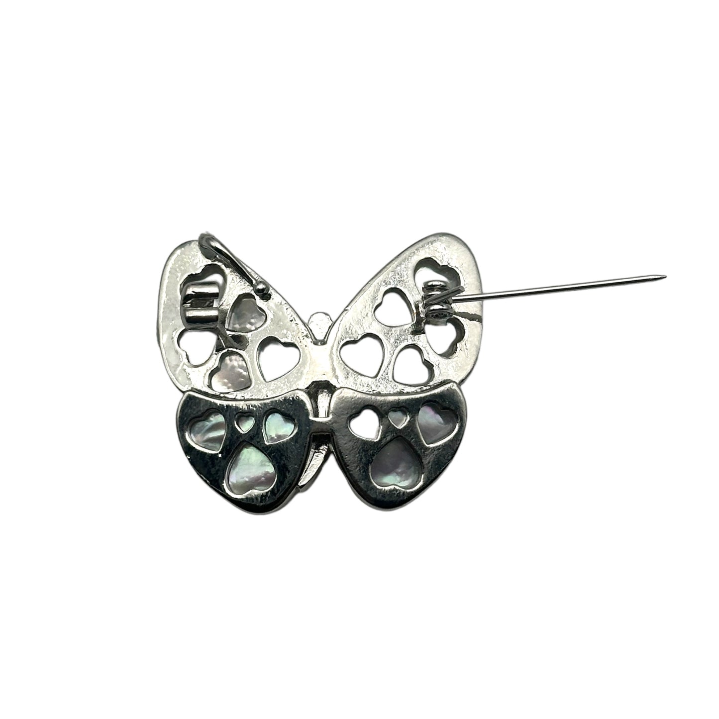 Broche nacre d'abalone noire doré Papillon 3 x 3 cm