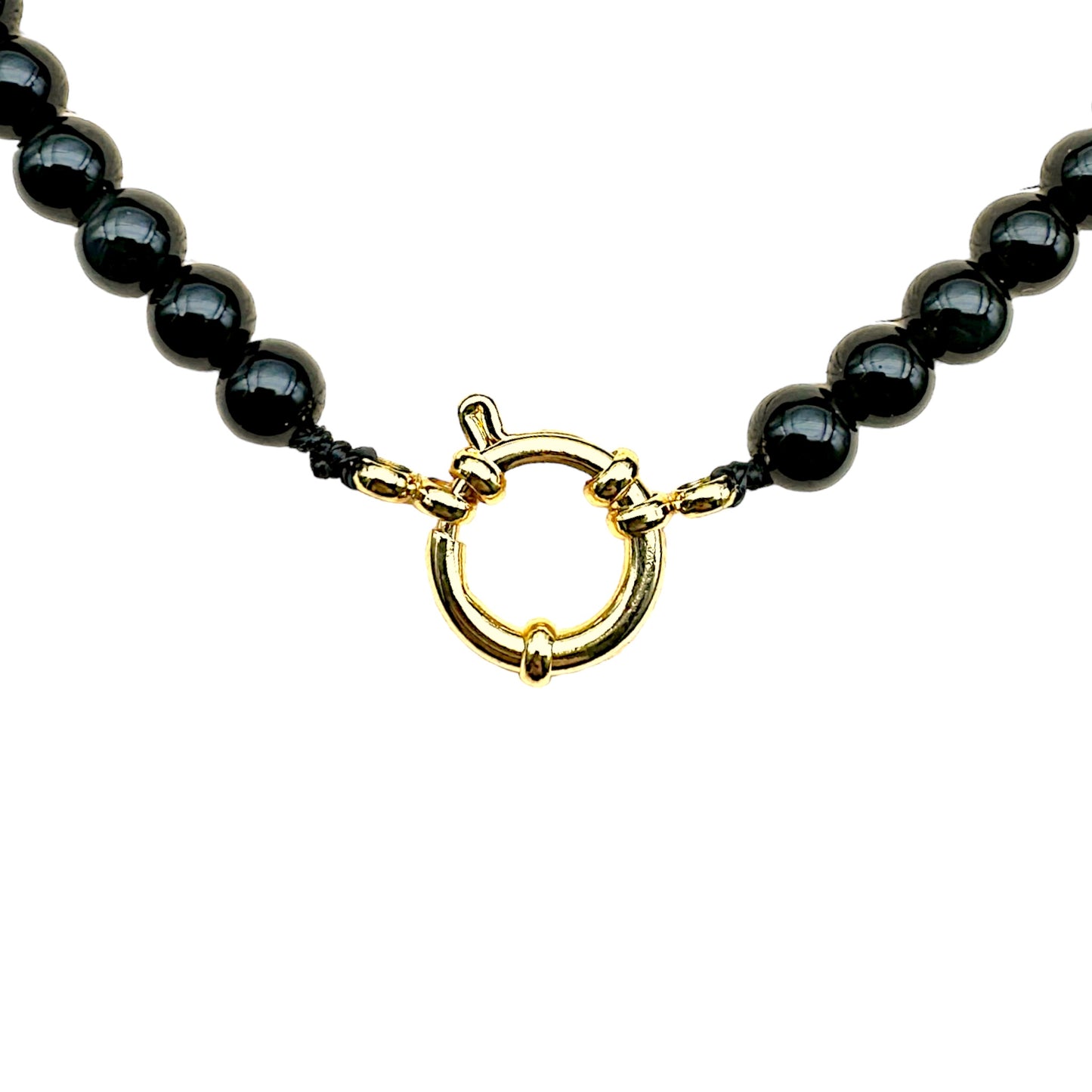 Collier boule en Obsidienne œil céleste attache bouée