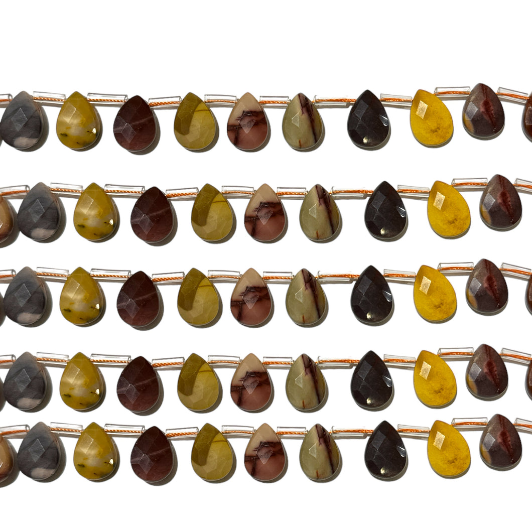 Lot de 22 pendentifs jaspe mokaite goutte facetté plate 13x18mm