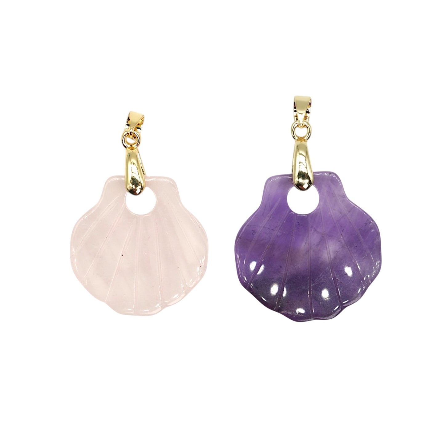 Pendentif Coquillage 25 mm — Bélière dorée ou argentée (11 pierres disponible)