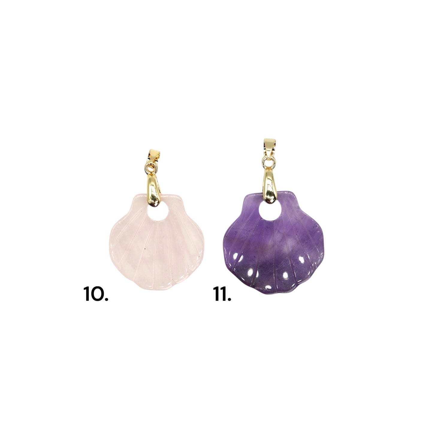 Pendentif Coquillage 25 mm — Bélière dorée ou argentée (11 pierres disponible)