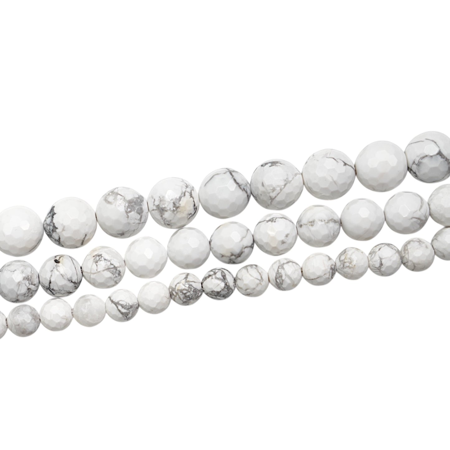 Fil de perle facetté Howlite blanche