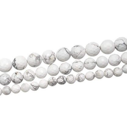 Fil de perle facetté Howlite blanche
