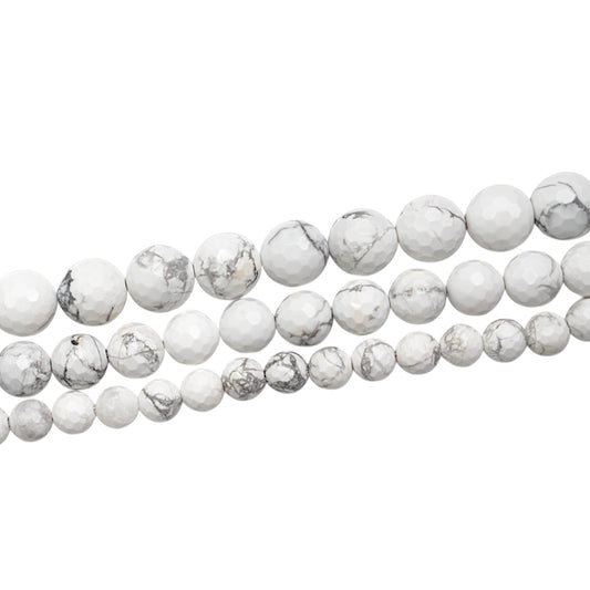 Fil de perle facetté Howlite blanche