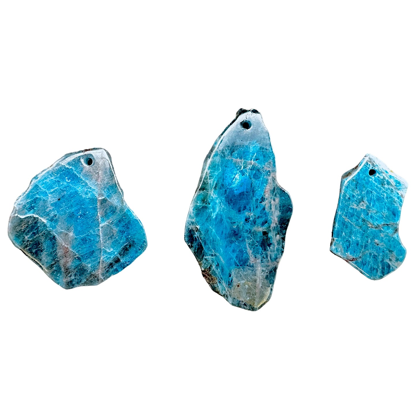 Pendentif Apatite bleue forme Libre percé devant