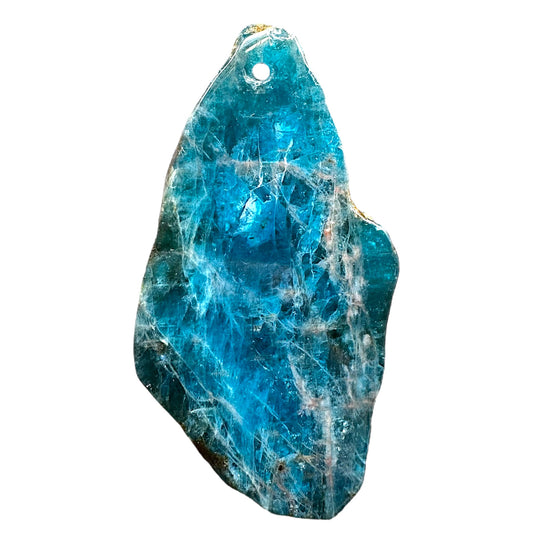 Pendentif Apatite bleue forme Libre percé devant