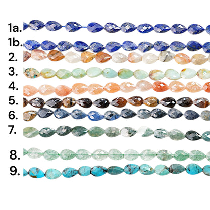 Fil de perle en feuille facetté 4x6 mm (22 pierres disponible) — Référence F3