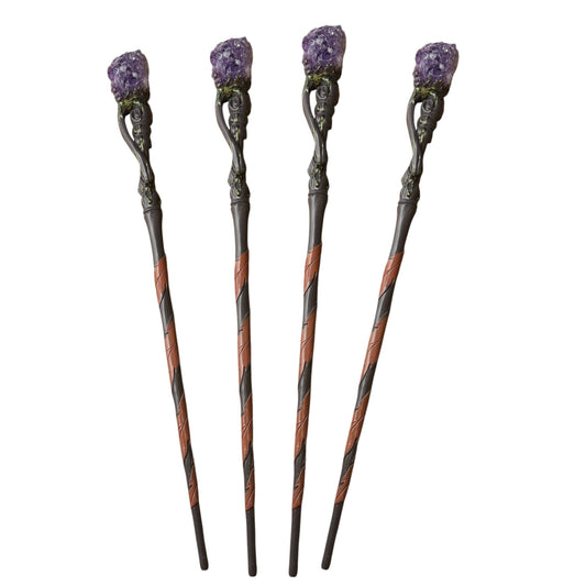 Baguette magique en améthyste artisanale pour rituel & méditation 41 cm à l’unité