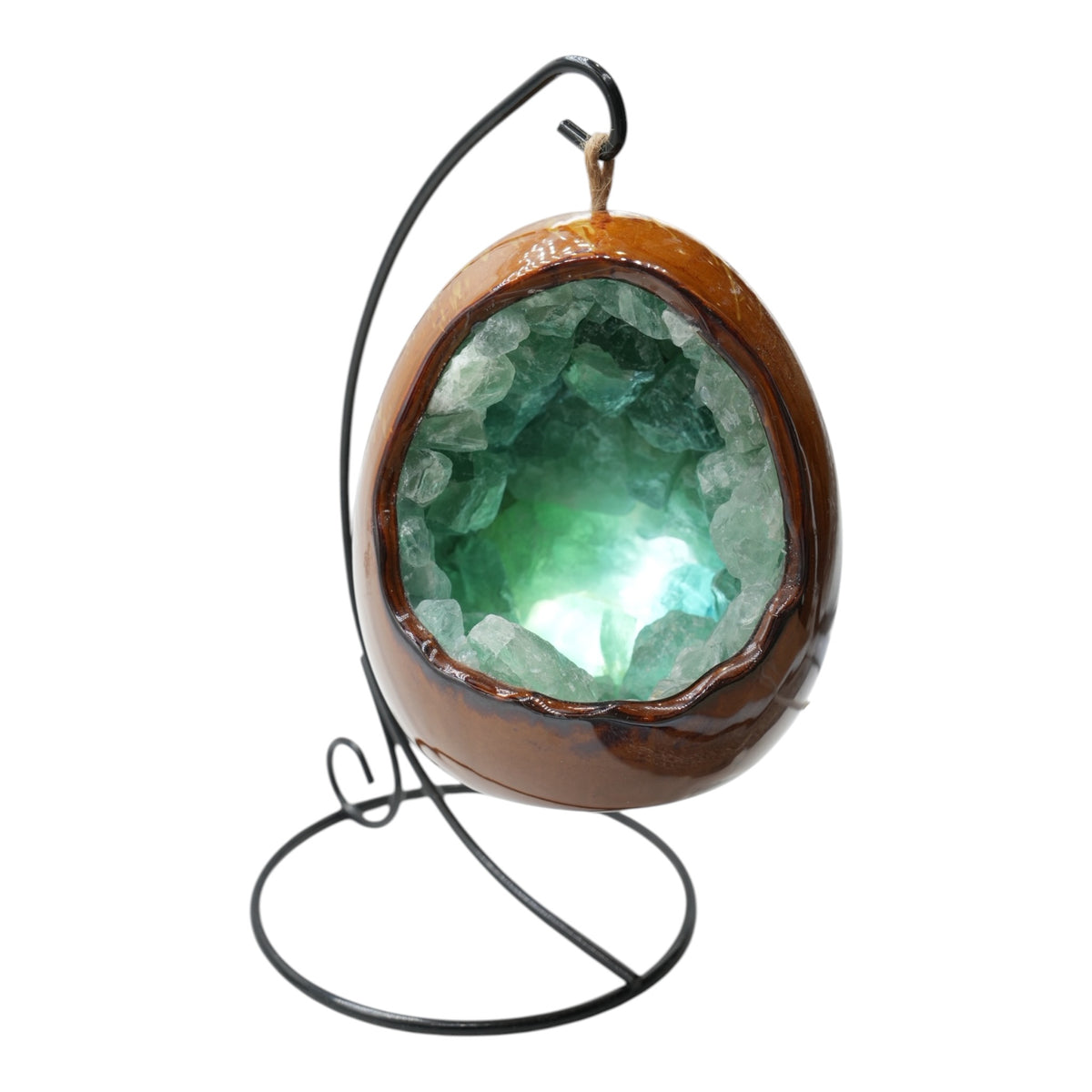 Fluorite & ceramic egg lamp