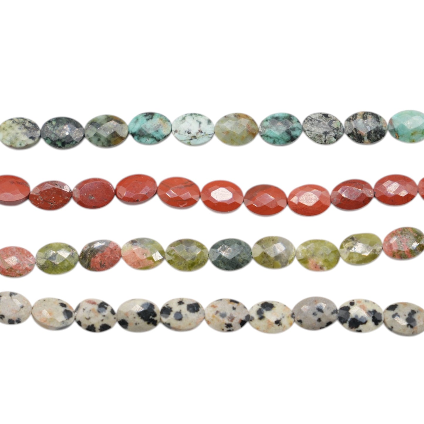 Fil de perle ovale facetté plat 6x8 mm (4 pierres disponible)
