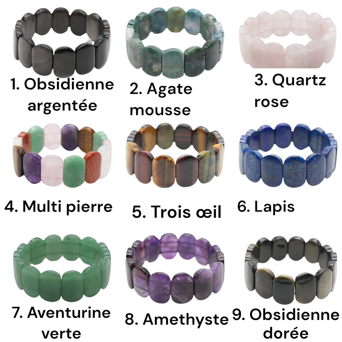 Bracelet à 2 trous AA+ 16x24x7 mm (13 pierres disponible) #2 NEW RESTOCK