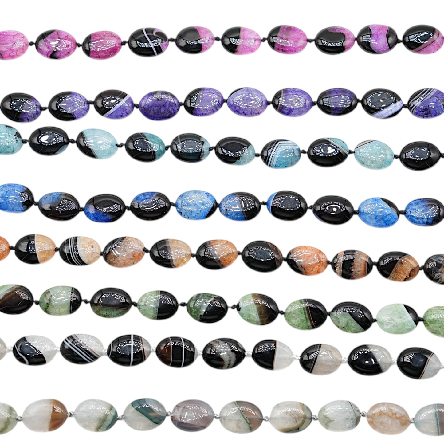 Fil de perles en Agate ovale 15x20 mm (8 pierres disponible)