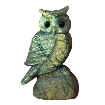 Figurine Hibou en Labradorite AA+ 7x4 cm (modèle unique nº5)