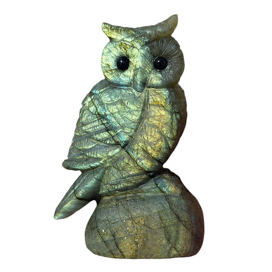 Figurine Hibou en Labradorite AA+ 7x4 cm (modèle unique nº5)