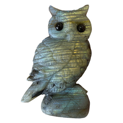 Figurine Hibou en Labradorite AA+ 7x4.5cm (modèle unique nº10)