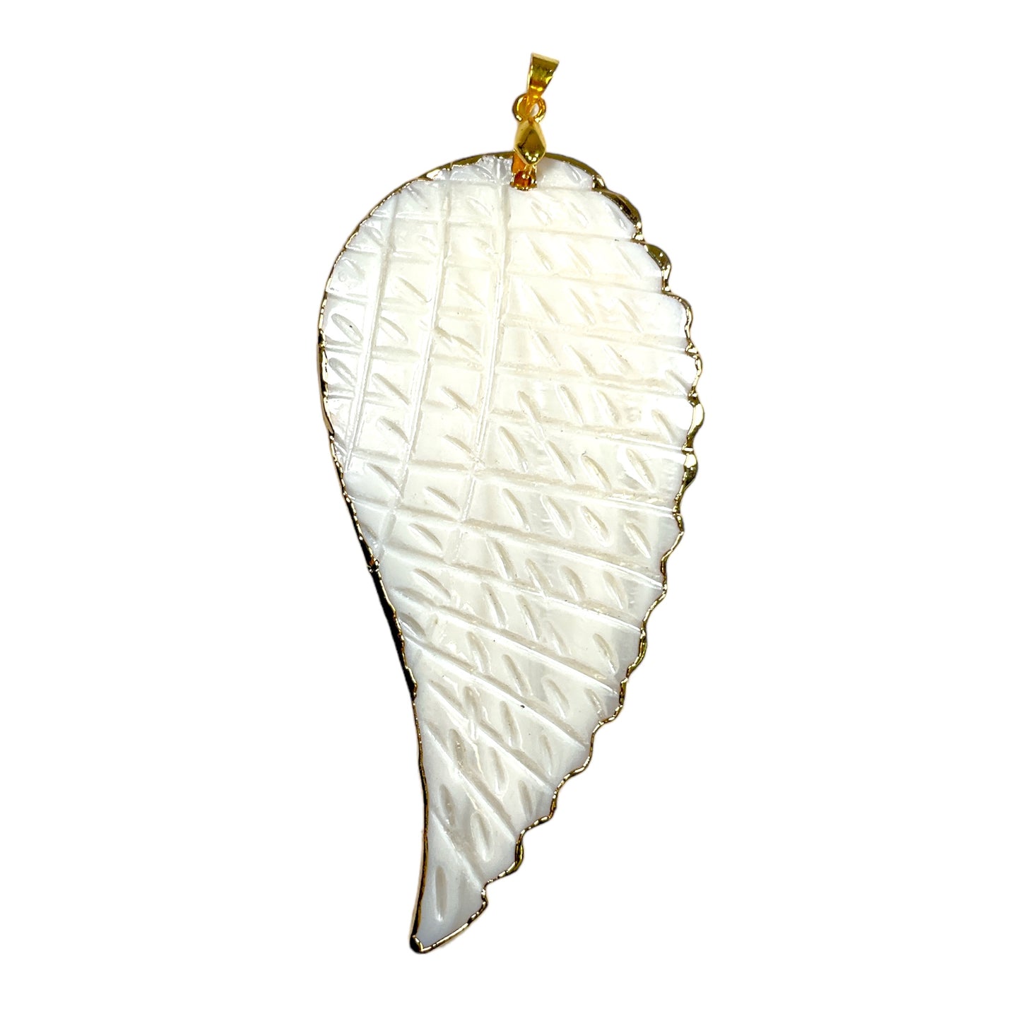 Pendentif grande aile en nacre blanche