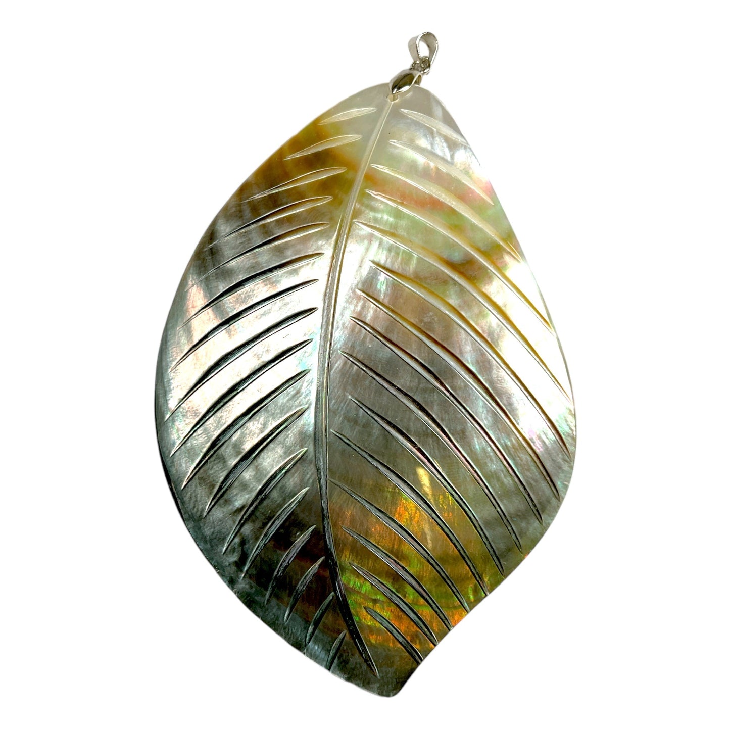 Pendentif feuille noire en nacre d’abalone