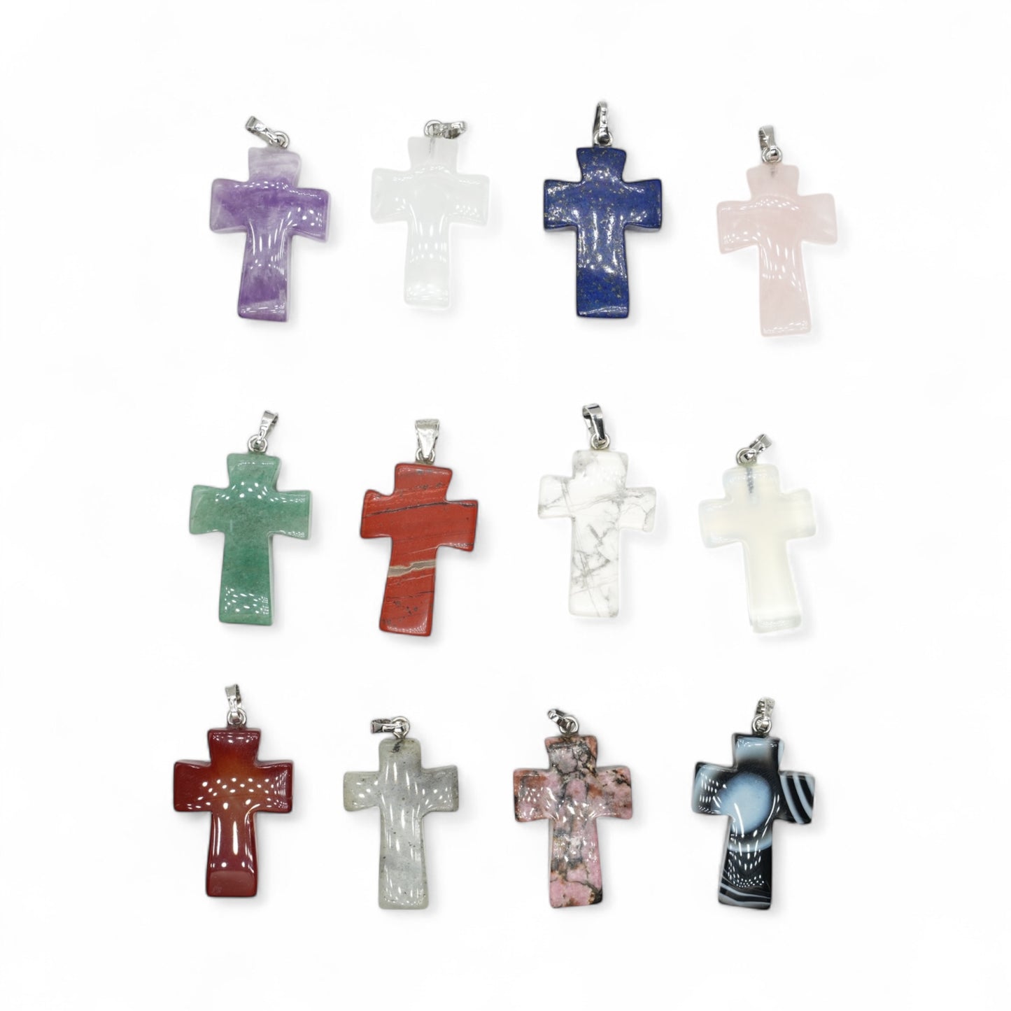 Pendentif croix en pierre naturelle 22x32x8 (bélière incluse)