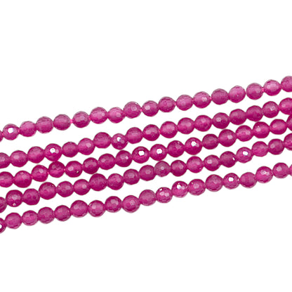 Fil Corindon teinte violette (Rubis) en perle facetté 2 mm