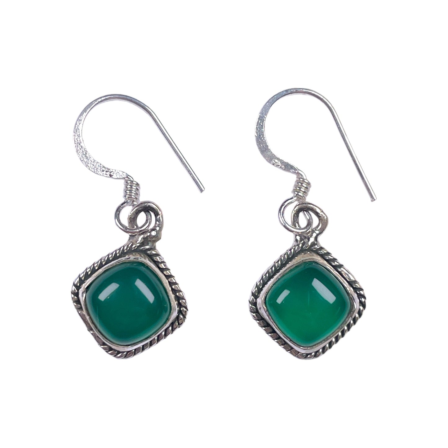 Boucle d'oreille en Argent 925 & agate verte