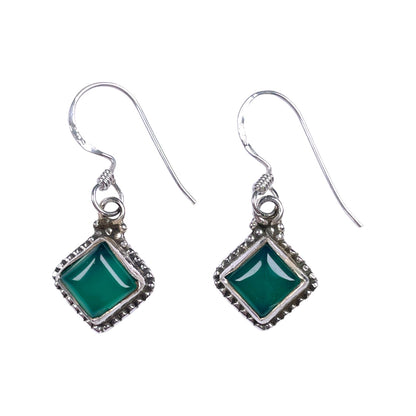 Boucle d'oreille en Argent 925 & agate verte