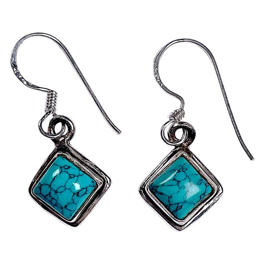 Boucle d'oreille en Argent 925 & Turquoise de Chine