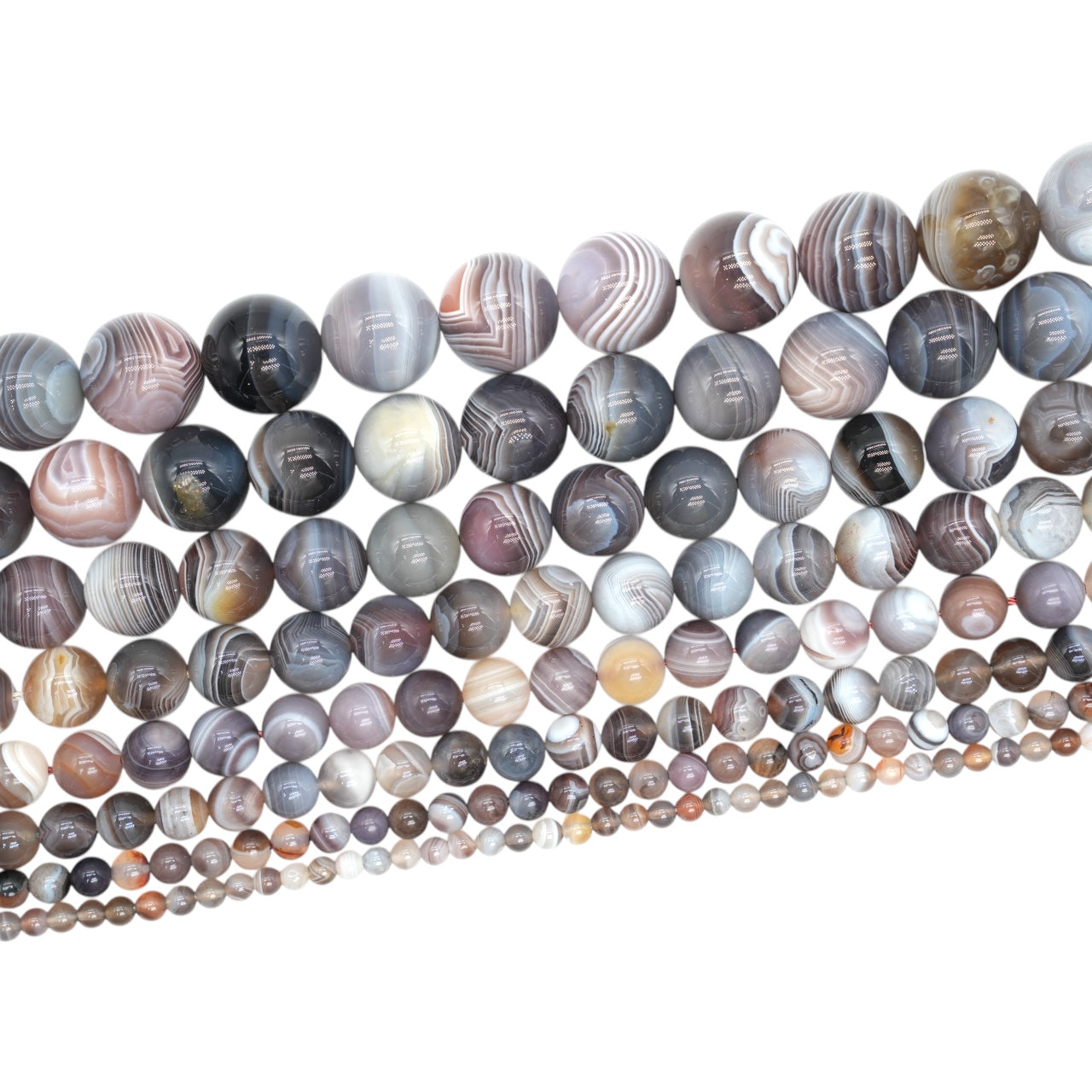 Fil de perle Agate botswana gris AA