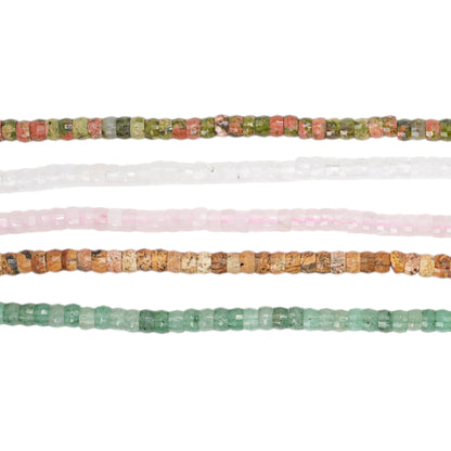 Fil de perles rondelle facettées 2x4 mm (5 pierres disponible)