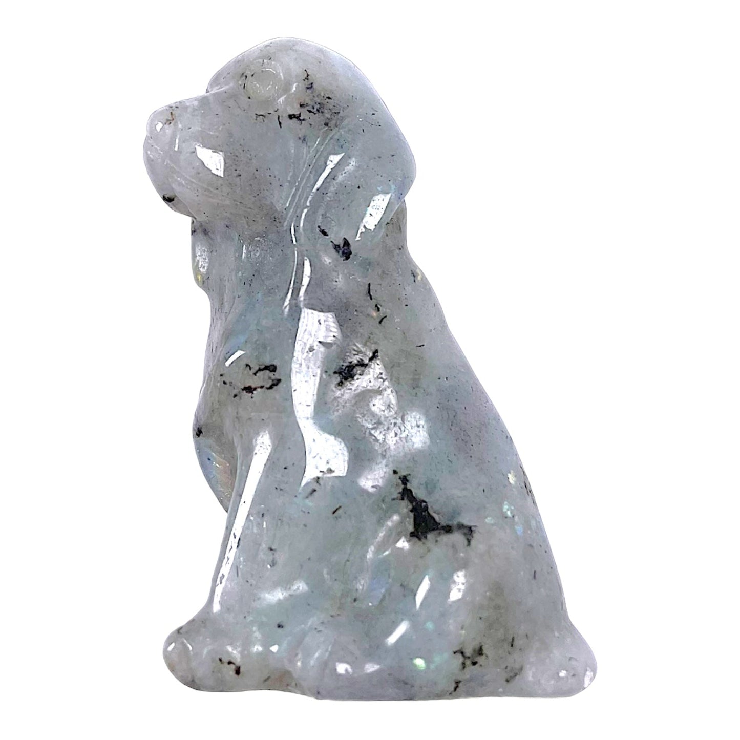 Figurine de chien en Labradorite