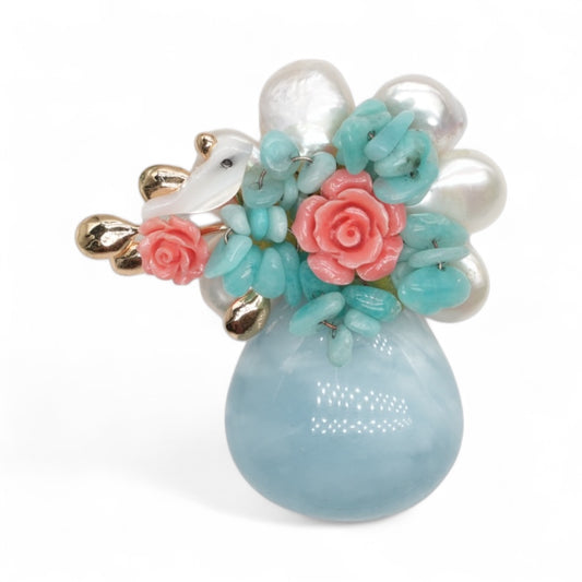 Broche Aiguë marine AAA 8x4 cm