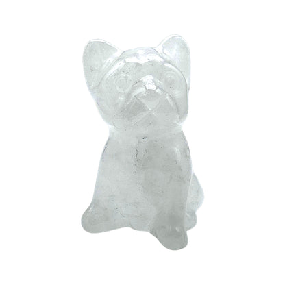 Figurine chien bulldog en Cristal de roche