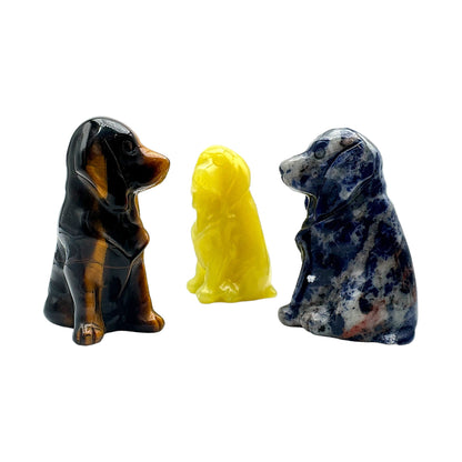 Figurine de chien en Aventurine verte