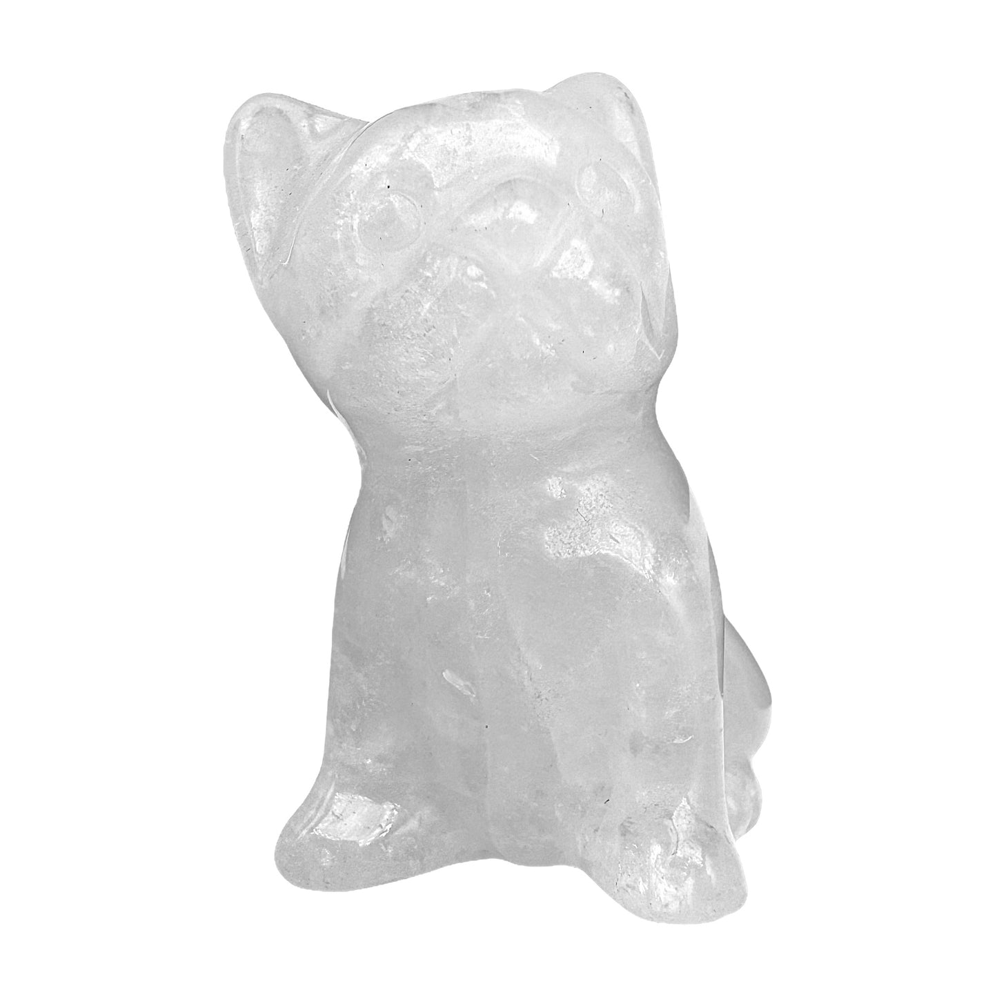 Figurine chien bulldog en Cristal de roche