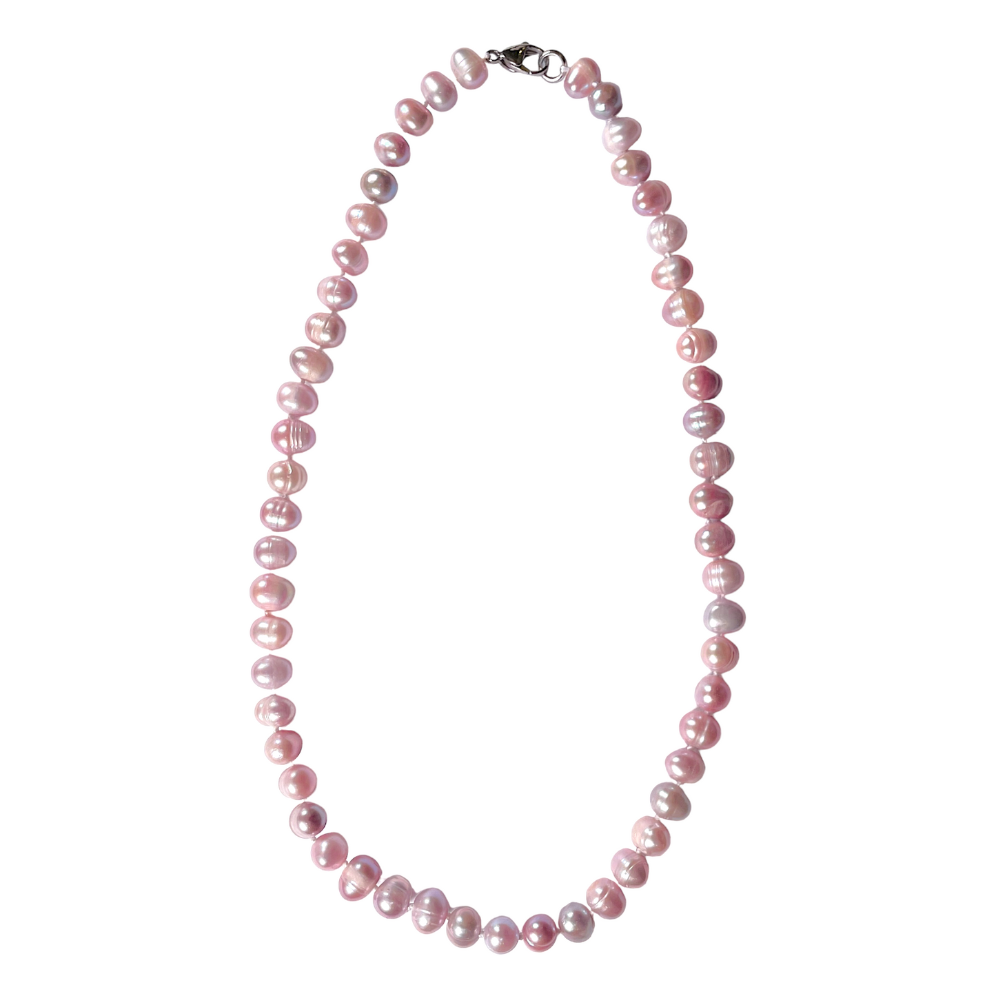 Collier en perles d’eau douce rose irrégulière 10 mm V5