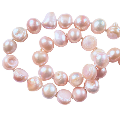 Collier en perles d’eau douce rose irrégulière 12 mm V2