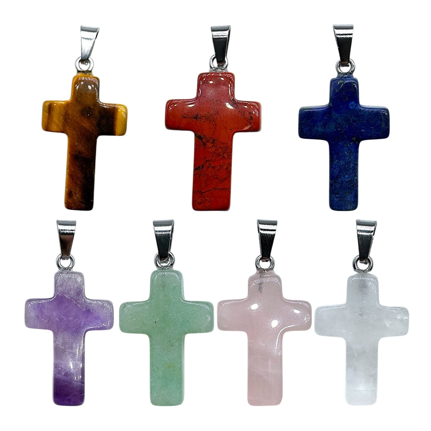 Pendentif croix en pierre naturelle 18x25x6 mm (bélière incluse)